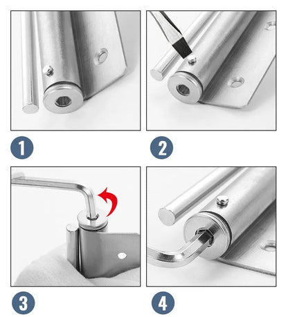 Adjustable Door Closer for Quiet Secure Closing | Stainless Steel Hydraulic Damper, 4-Speed Control, Easy Install for Interior Doors, Left