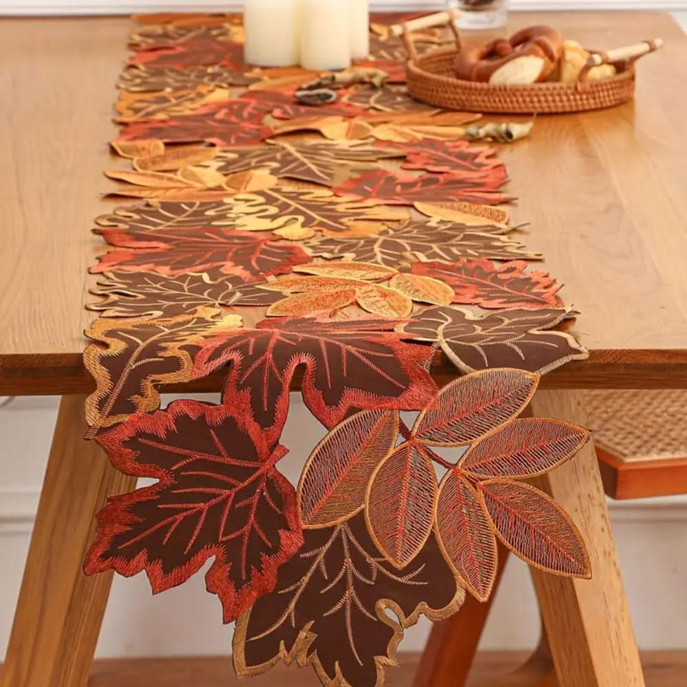 AureliaTable - Autumn Leaves Embroidered Table Runner