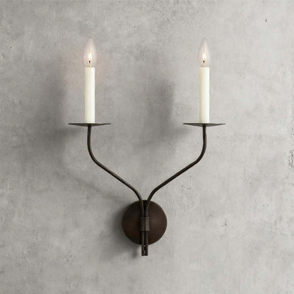 Sculptural Candelabra Sconce 29-Inch Brass or Black Metal E14 Socket Accent Fixture for Bedroom Hallway Entryway Ambient Glow Home Décor