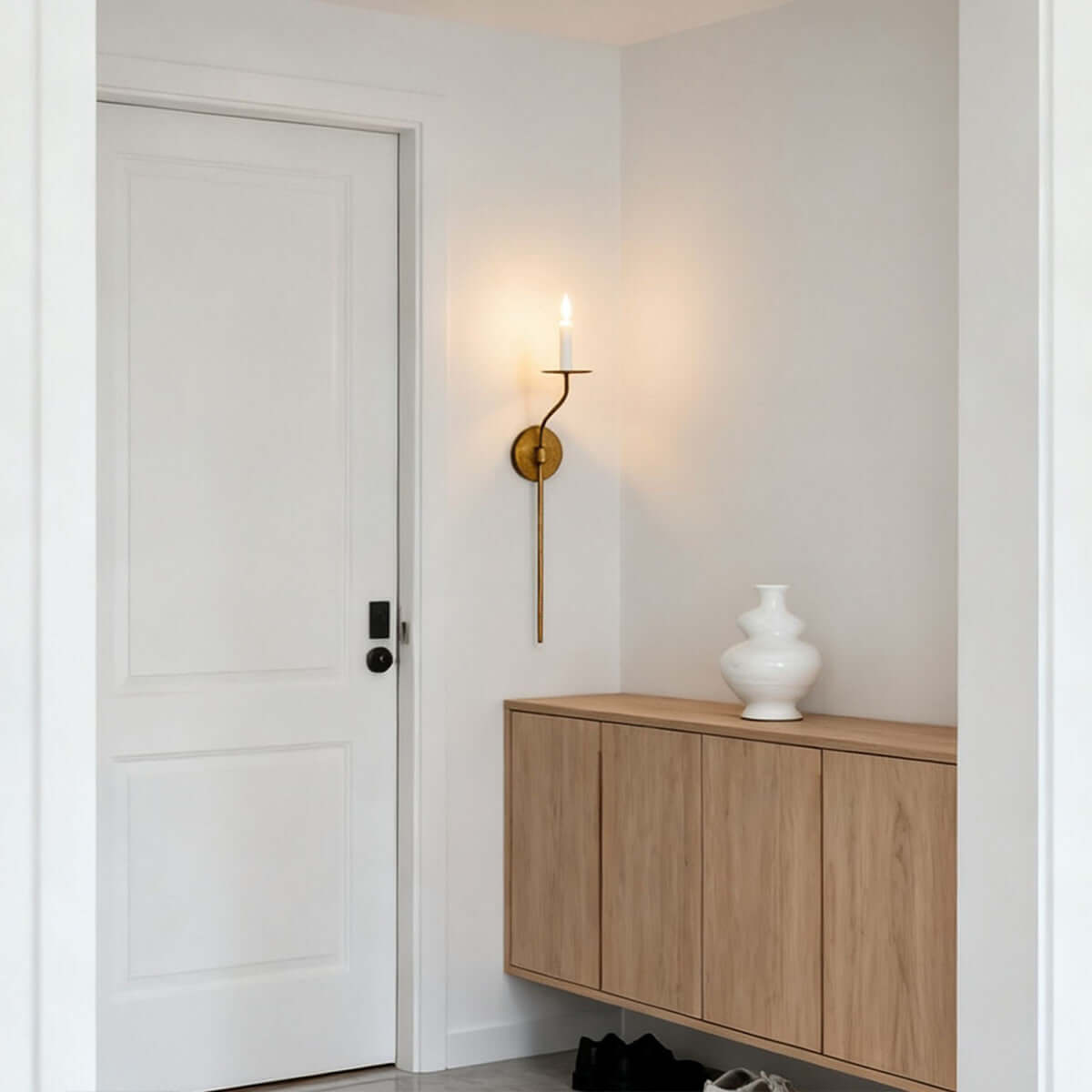 Sculptural Candelabra Sconce 29-Inch Brass or Black Metal E14 Socket Accent Fixture for Bedroom Hallway Entryway Ambient Glow Home Décor