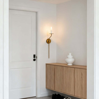Sculptural Candelabra Sconce 29-Inch Brass or Black Metal E14 Socket Accent Fixture for Bedroom Hallway Entryway Ambient Glow Home Décor