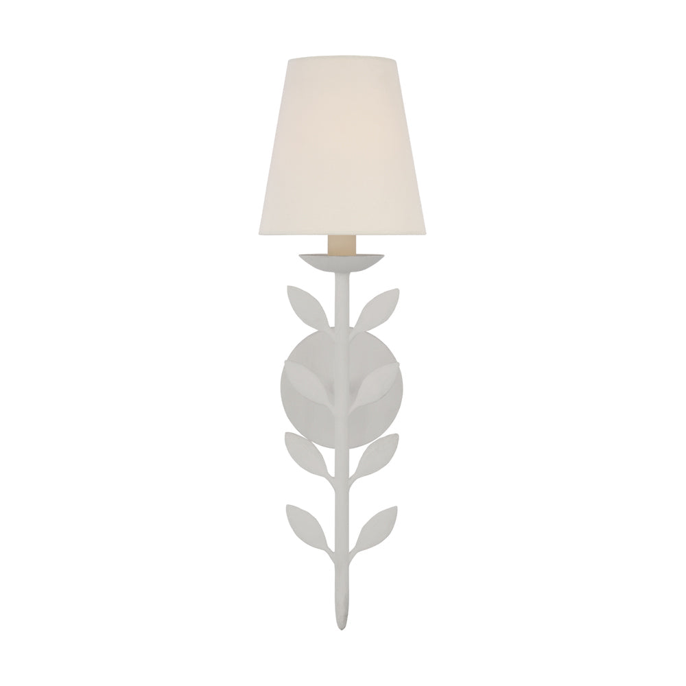 Slim Upright Fabric Sconce Light 20 Inches Tall for Powder Room Mirror Vanity Hallway Accent Walls Dimmable Socket Antique Metal