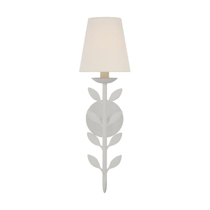 Slim Upright Fabric Sconce Light 20 Inches Tall for Powder Room Mirror Vanity Hallway Accent Walls Dimmable Socket Antique Metal