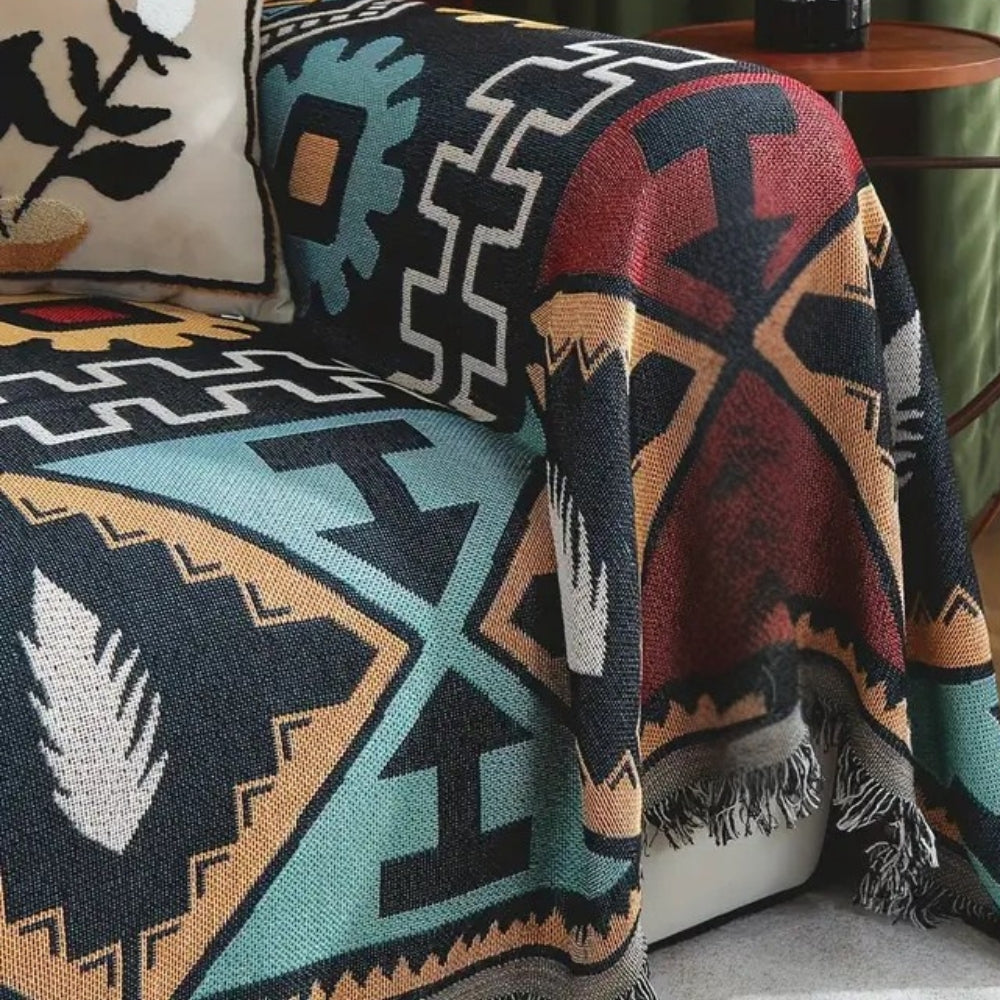 Azen Sofa Cover - Microfiber Blend, Bohemian Aztec Design