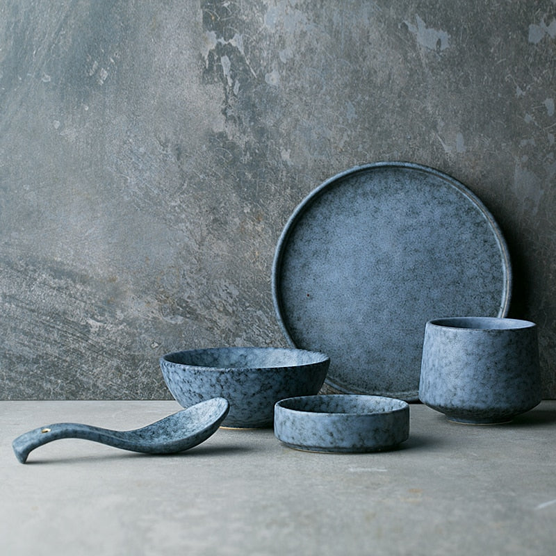 Azur Stoneware Ceramic Dinnerware – Vintage Ash Gray Design for Elegant Dining