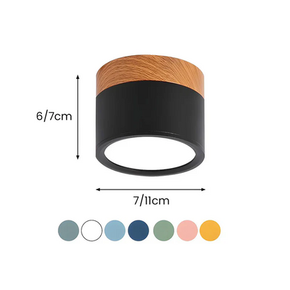 Lámpara de techo moderna | Lámpara de aluminio minimalista con detalle en madera | Iluminación enfocada para interiores elegantes