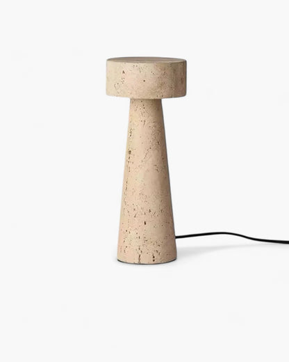 Beige Stone Nightstand Lamp 12 in Tall Minimalist Bedroom Accent Light Natural Travertine Desk Lamp for Living Room Home Office Reading Nook