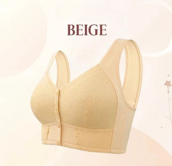 Cotton Front-Closure Wireless Support Bra for Women | Everyday Comfort Bralette with Easy Front Hook | Soft Breathable Full Coverage Bra | P