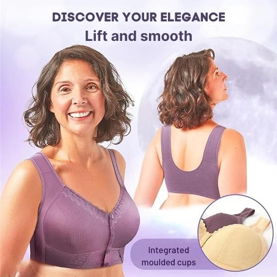 Front-Closure Wireless Bra Soft Cotton Support Women's Everyday Comfort Hook Clasp No-Underwire Plus Size Full Coverage
