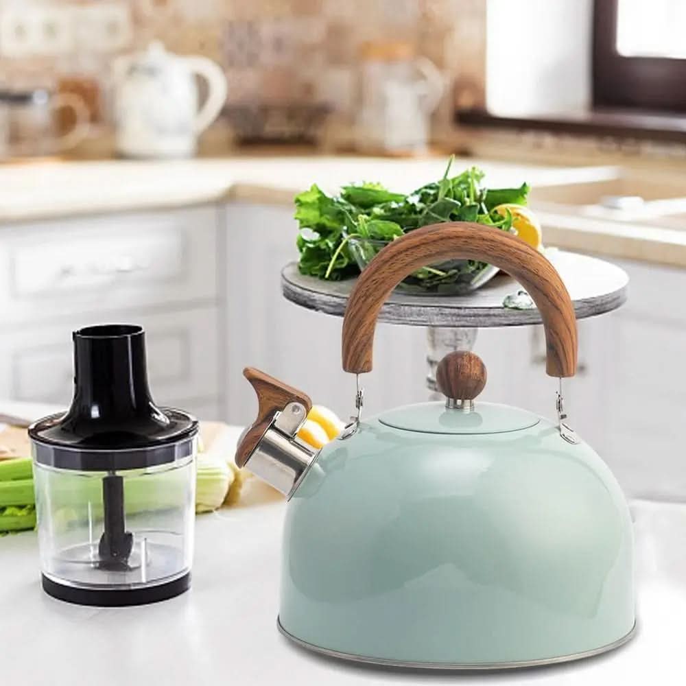 Stovetop Tea Kettle 3-Quart Capacity with Audible Alert Spout Heat-Safe Grip Silver Finish for Gas Electric Induction Cooktops
