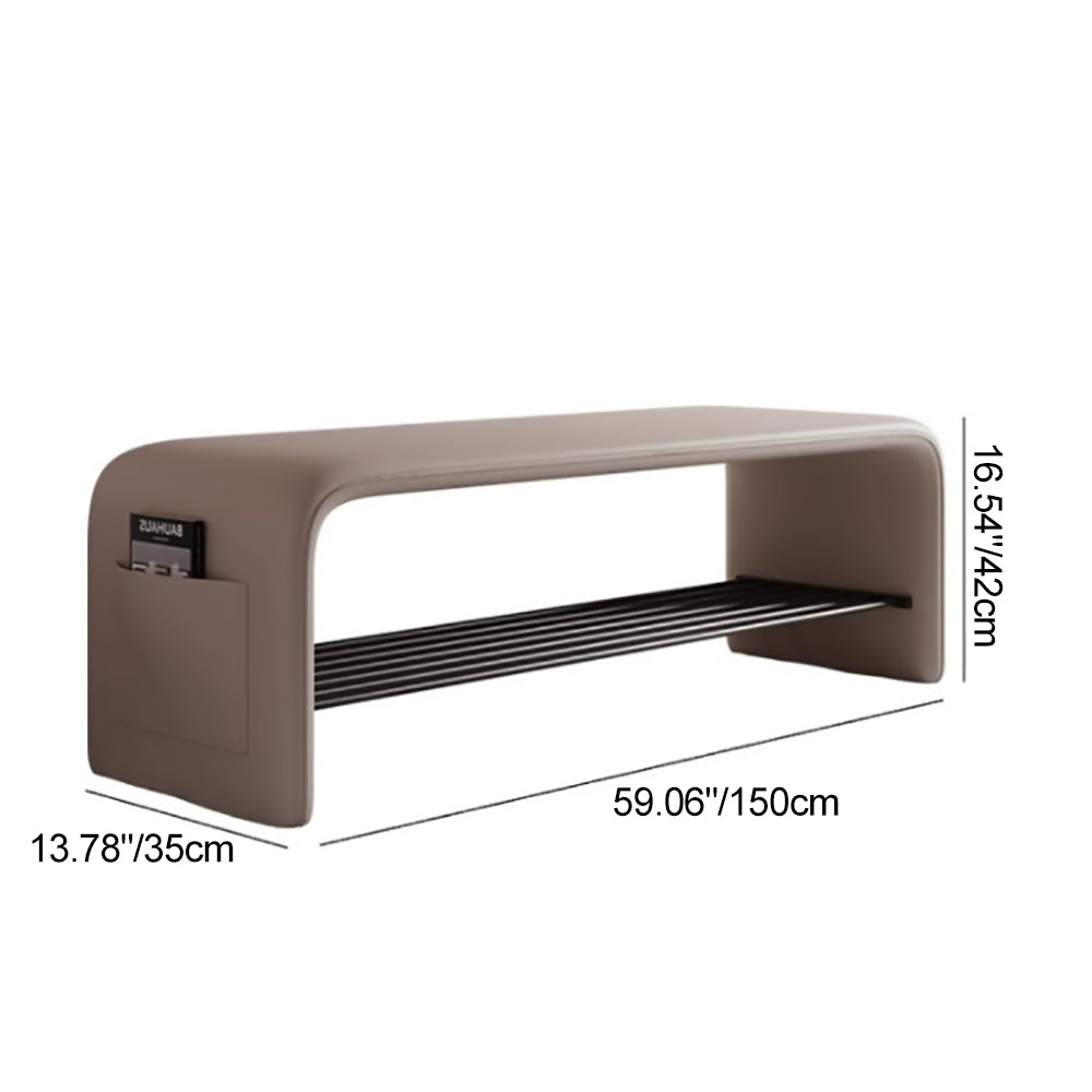 Upholstered Seating Bench 39 in Faux Leather Carbon Steel Frame Hallway Bedroom Furniture Accent Stool for Entryway Living Room Armless Gues