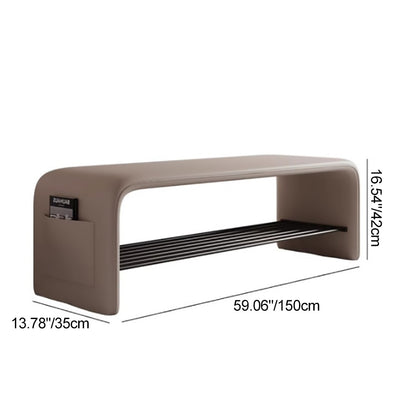Upholstered Seating Bench 39 in Faux Leather Carbon Steel Frame Hallway Bedroom Furniture Accent Stool for Entryway Living Room Armless Gues
