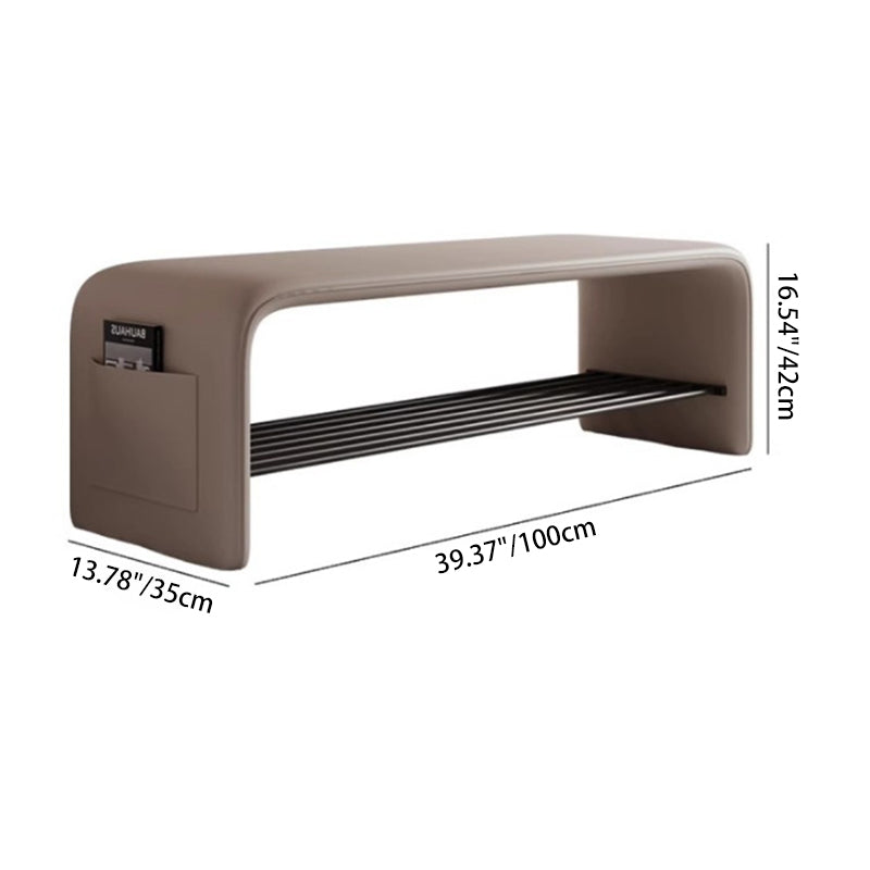 Upholstered Seating Bench 39 in Faux Leather Carbon Steel Frame Hallway Bedroom Furniture Accent Stool for Entryway Living Room Armless Gues