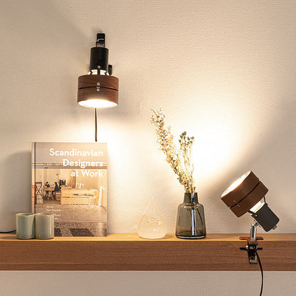 Wooden Plug-In Sconce 6×4 Inch Walnut Finish LED Compatible Accent Lighting E26 Base for Bedrooms Hallways Reading Nooks Minimalist Japanese