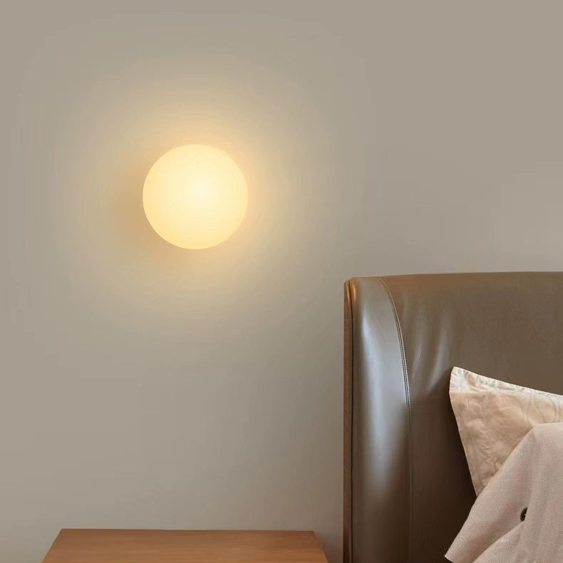 Globe Wall Light Fixture Spherical Shade Bedroom Hallway Ambient Lighting Contemporary Mount Minimal Design Clear Glass Room Accent