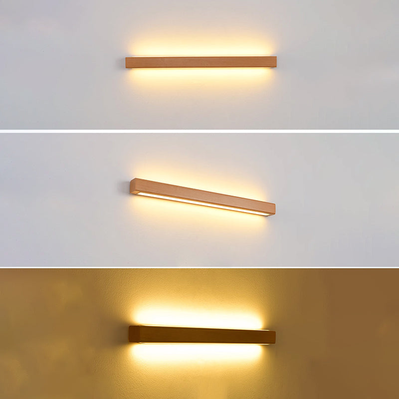 Minimalist Wooden LED Vanity Light Bar - Slim Profile Hardwired Bathroom Mirror Lighting for Modern Spaces