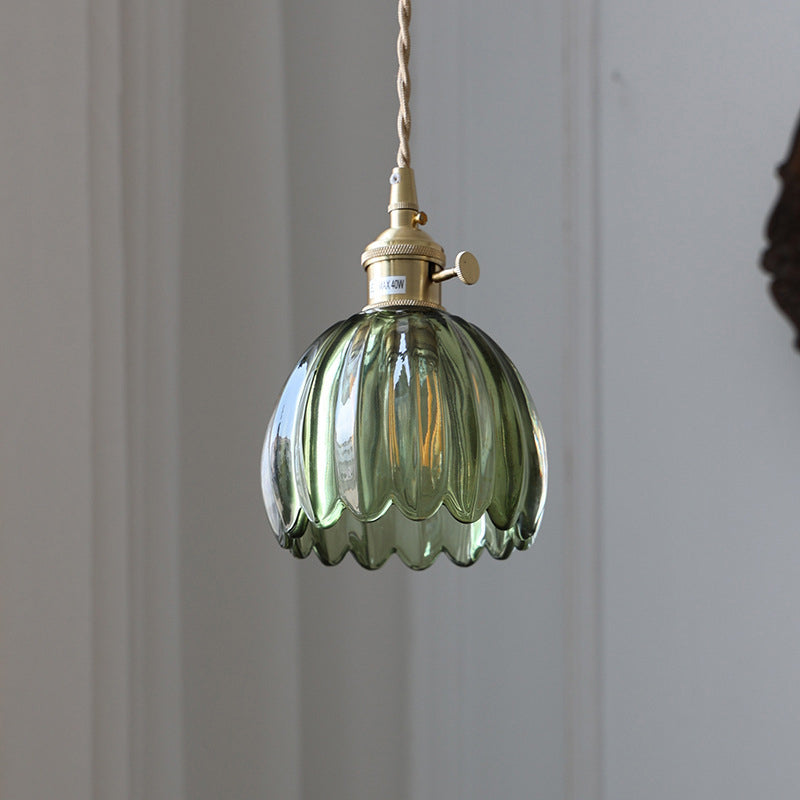 Glass Pendant Light with Brass Accents & Color Options for Dining Room, Living Room, Bedroom