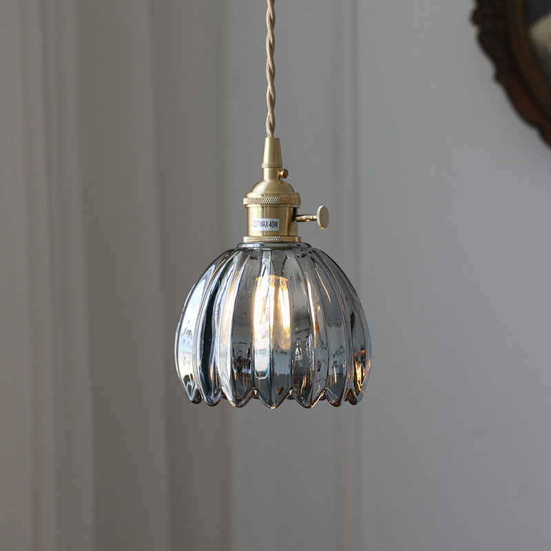 Glass Pendant Light with Brass Accents & Color Options for Dining Room, Living Room, Bedroom