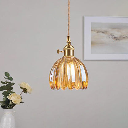 Glass Pendant Light with Brass Accents & Color Options for Dining Room, Living Room, Bedroom
