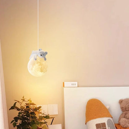 White Pendant Light with Animal Shapes for Kids Room, Adjustable G9 Socket Ceiling Lamp for Nursery Bedroom