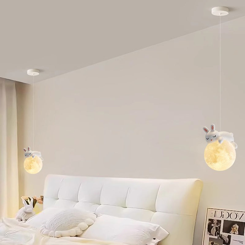 White Pendant Light with Animal Shapes for Kids Room, Adjustable G9 Socket Ceiling Lamp for Nursery Bedroom