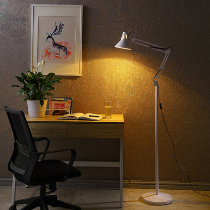 Adjustable Arm Floor Lamp with Dome Shade Black White Red Yellow for Living Room Bedroom Reading Corner Modern Style Metal Construction