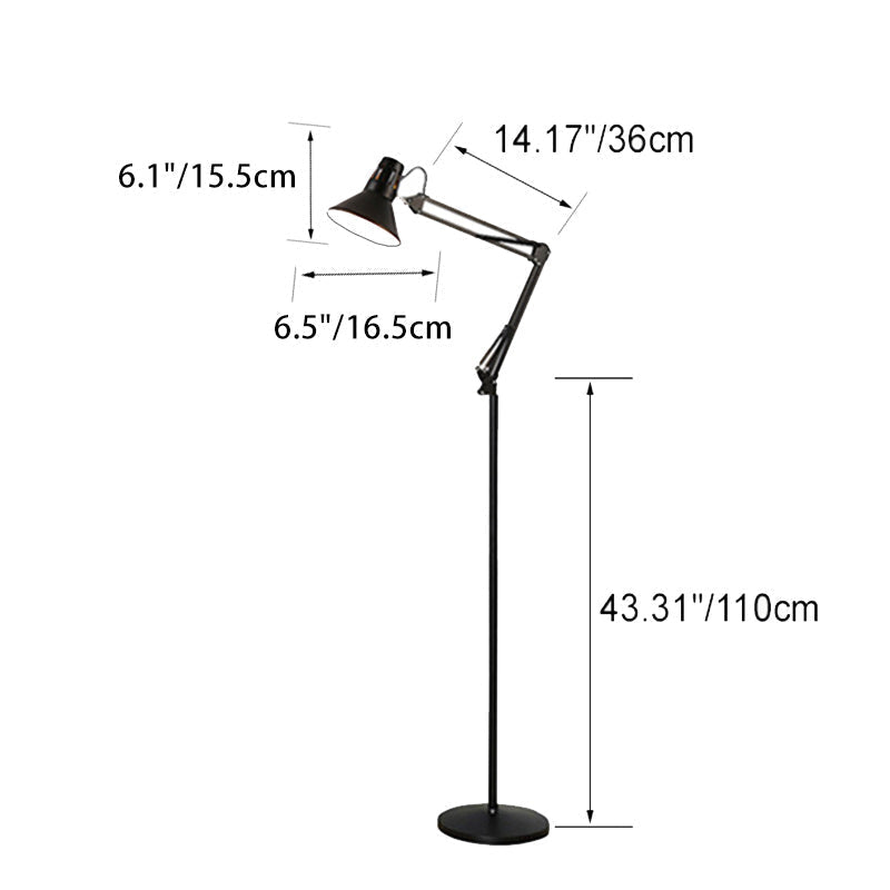 Adjustable Iron Standing Lamp 43 in Tall Black White Red Yellow E26 Base for Bedroom Living Room Office Reading Light Modern Minimalist Nord