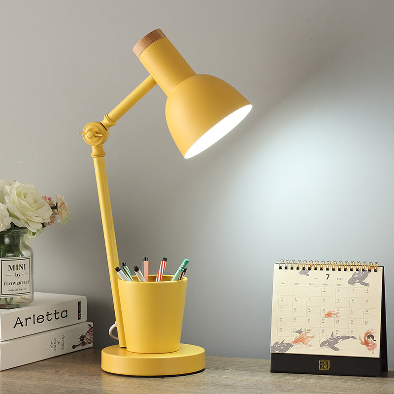 Solid Wood & Iron Desk Lamp with E26 Socket – Scandinavian Style Reading Light for Bedroom, Office & Living Room