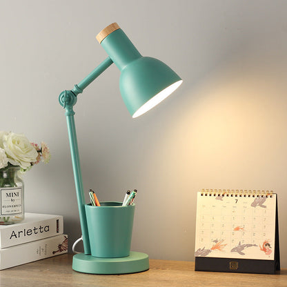 Solid Wood & Iron Desk Lamp with E26 Socket – Scandinavian Style Reading Light for Bedroom, Office & Living Room