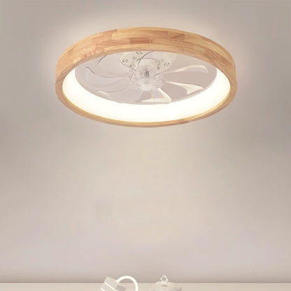 Wood Ceiling Fan with Light 20 Inch LED Fixture for Bedroom Living Room Quiet Modern Japanese Style Home Ventilation Lighting
