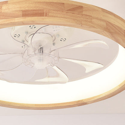 Ceiling Fan with Light 20 Inch Low Profile LED Fan Light Wood Finish Flush Mount for Bedroom Living Room Japanese Style Reversible Blades