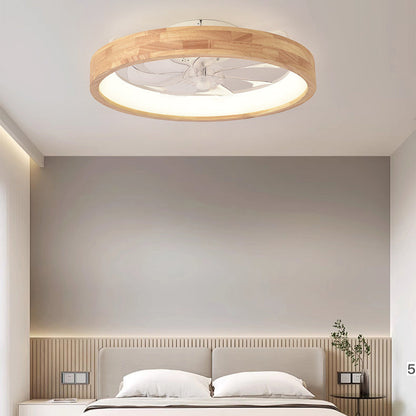 Wood Ceiling Fan with Light 20 Inch LED Fixture for Bedroom Living Room Quiet Modern Japanese Style Home Ventilation Lighting