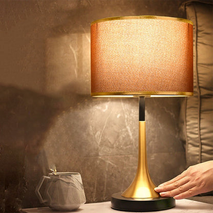Retro Accent Lamp with Cloth Shade – Iron Body, Standard Base, 18 in Height – Perfect for Nightstand, Study, Den