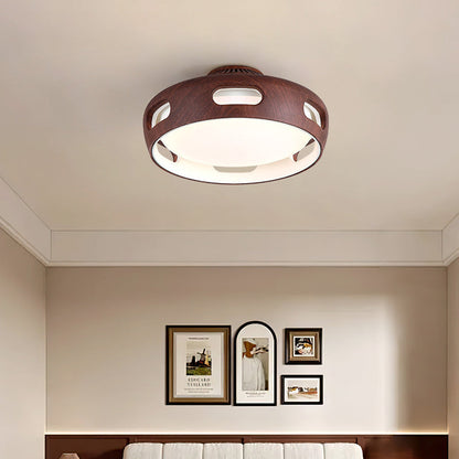 Dimmable LED Flush Mount Fan Light with Remote Control 15 Inch White Acrylic Fixture for Bedroom Living Room Hallway Quiet Air Circulation L