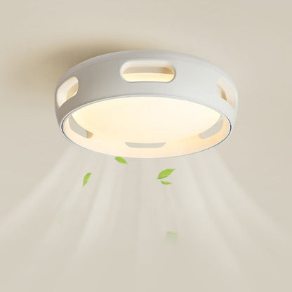 Dimmable LED Flush Mount Fan Light with Remote Control 15 Inch White Acrylic Fixture for Bedroom Living Room Hallway Quiet Air Circulation L