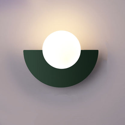 Half-Sphere Glass Wall Sconce with G9 LED, Iron Frame, Hardwired Fixture for Bedroom, Hallway, Reading Nook, Modern Style, Multiple Colors
