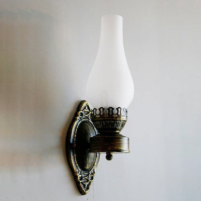 Oil-Inspired Bronze Sconce with Curved Glass Shade – Hardwired E26 Socket for Hallways & Bedrooms – 16.5 in Tall Vintage Fixture for Entrywa