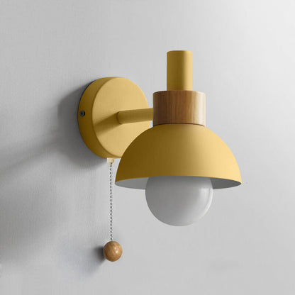 Globe Wall Light with Pull Chain Switch for Bedroom & Living Room – Dome Shade Sconce, Vintage-Inspired Design