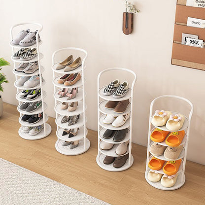 Metal Shoe Rack Tower – Vertical Round Organizer for Entryway & Closet – 5 to 8 Tier Storage