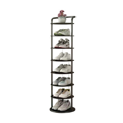 Metal Shoe Rack Tower – Vertical Round Organizer for Entryway & Closet – 5 to 8 Tier Storage