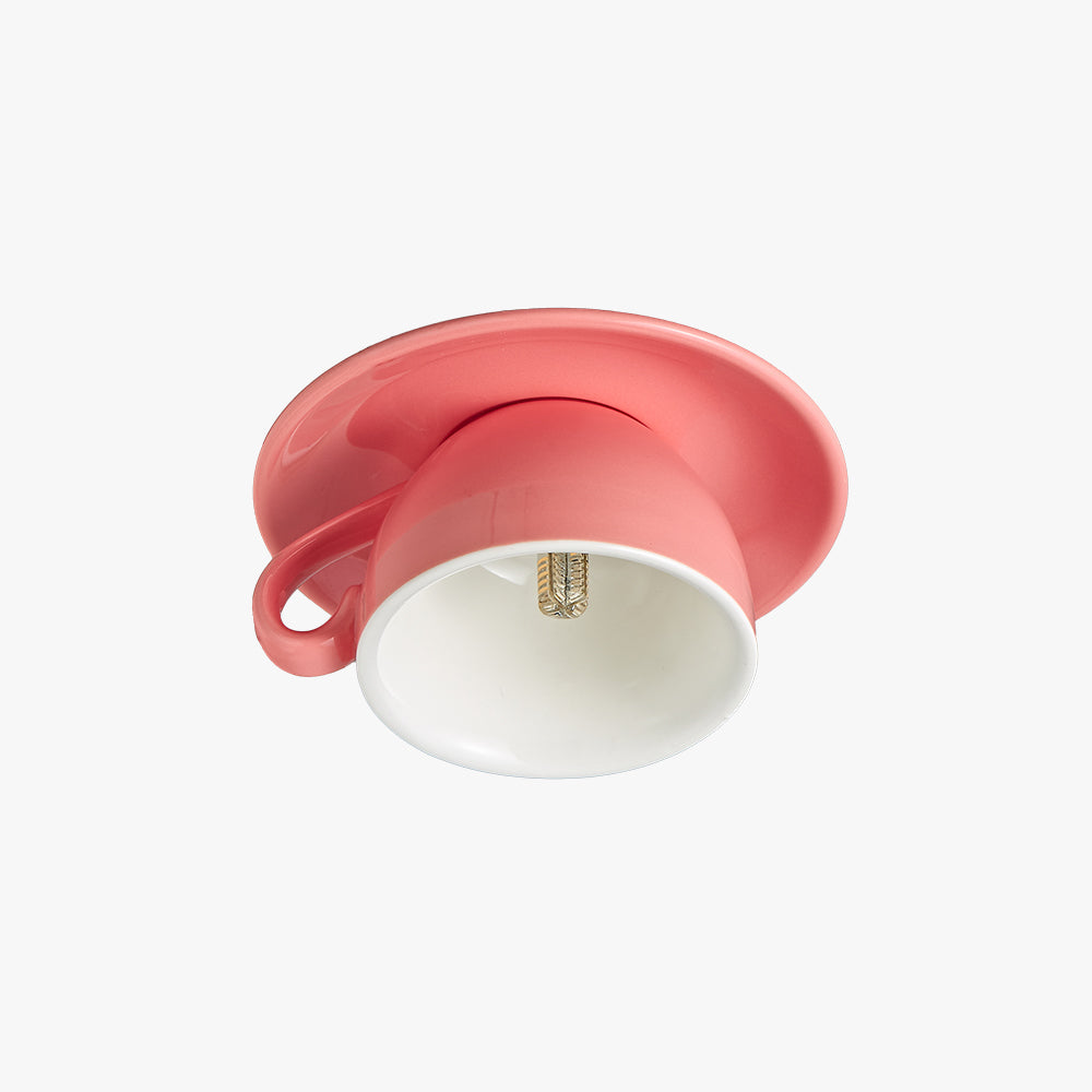 Lámpara de techo empotrada de cerámica para taza de café, ideal para dormitorio, sala de estar y cocina, accesorio LED decorativo moderno, 110V, cableado, diseño compacto y divertido