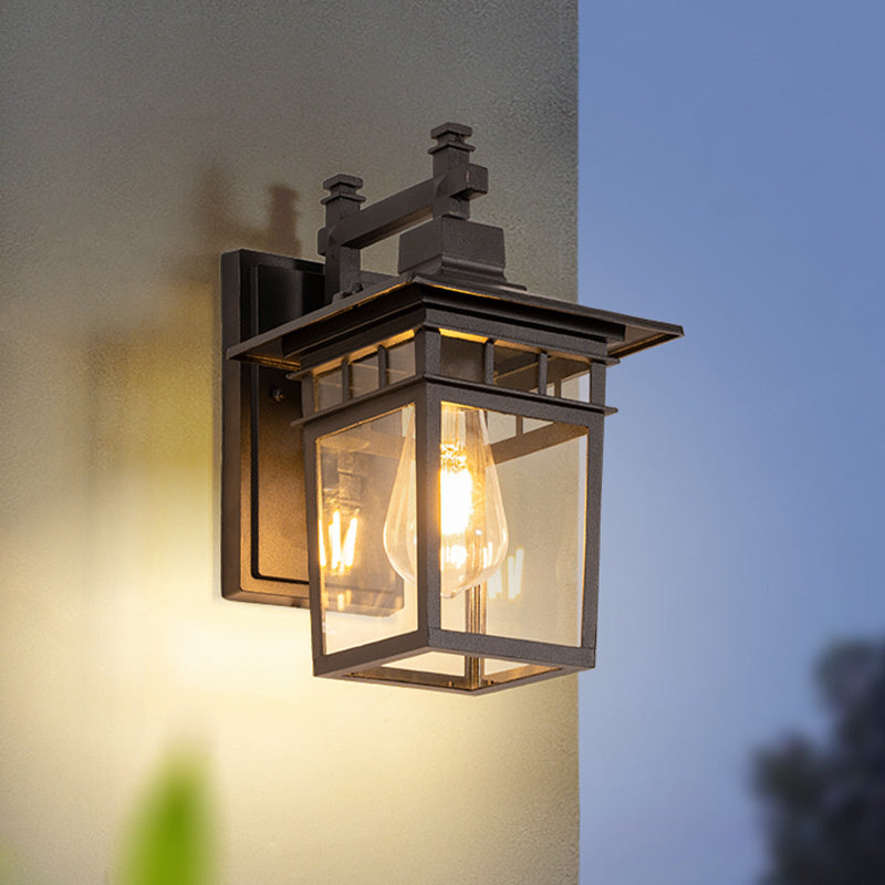 Outdoor Sconce Lantern E27 Socket Cast Metal Housing 15 in Height Weather Resistant Fixture for Entryway Porch Patio Garden Pathway Lighting