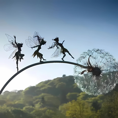 Dancing Fairy Garden Sculpture – Metal Outdoor Art Figurine with Wings for Yard, Patio & Garden Whimsy