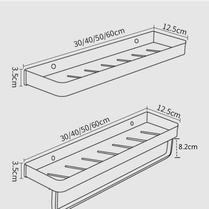 No-Drill Aluminum Bathroom Shelf – Space-Saving Wall Organizer for Shampoo & Toiletries
