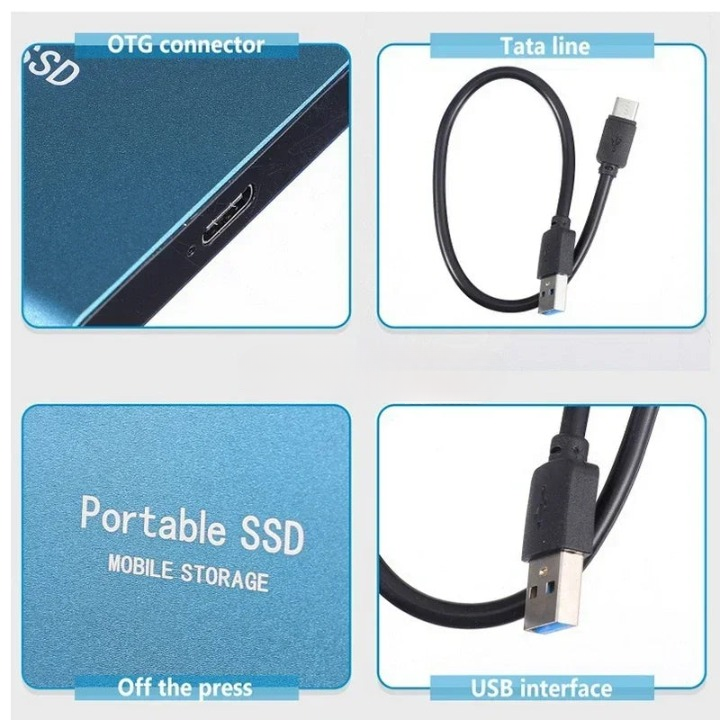 Portable External SSD Drive 1050MB/s High-Speed USB-C Storage for Mac PC Laptop Desktop