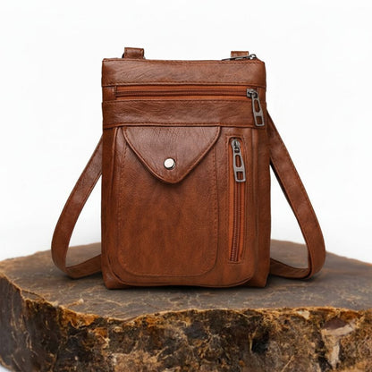 Retro Crossbody Purse – Compact Vegan Leather Shoulder Bag with Adjustable Strap for Women – Everyday Organizer Handbag