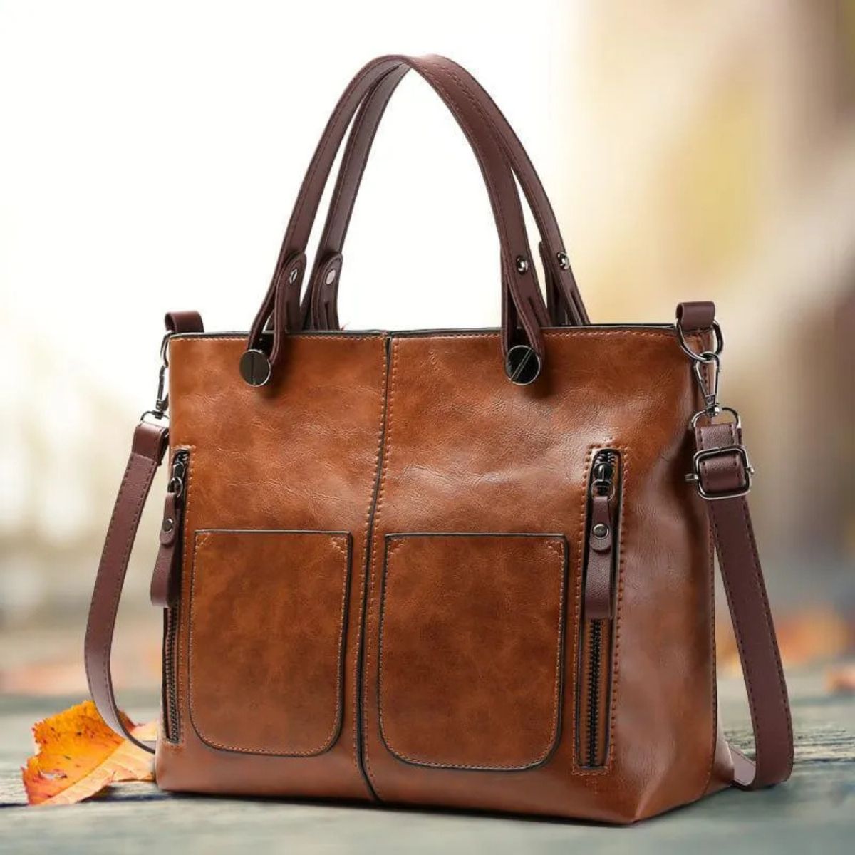Genuine Leather Shoulder Bag with Adjustable Strap - Flap Closure Handbag for Women, Everyday Crossbody Purse