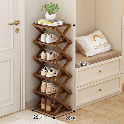 Bamboo Storage Rack | Shoe Storage Organizer with Foldable Design | Space-Saving Solution for Home