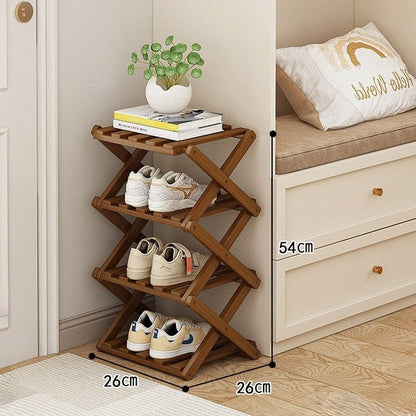 Bamboo Storage Rack | Shoe Storage Organizer with Foldable Design | Space-Saving Solution for Home