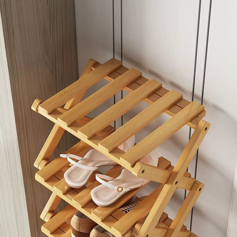 Bamboo Storage Rack | Shoe Storage Organizer with Foldable Design | Space-Saving Solution for Home